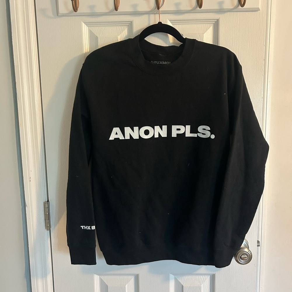 Never worn Deux Moi original "Anon Pls" crewneck
